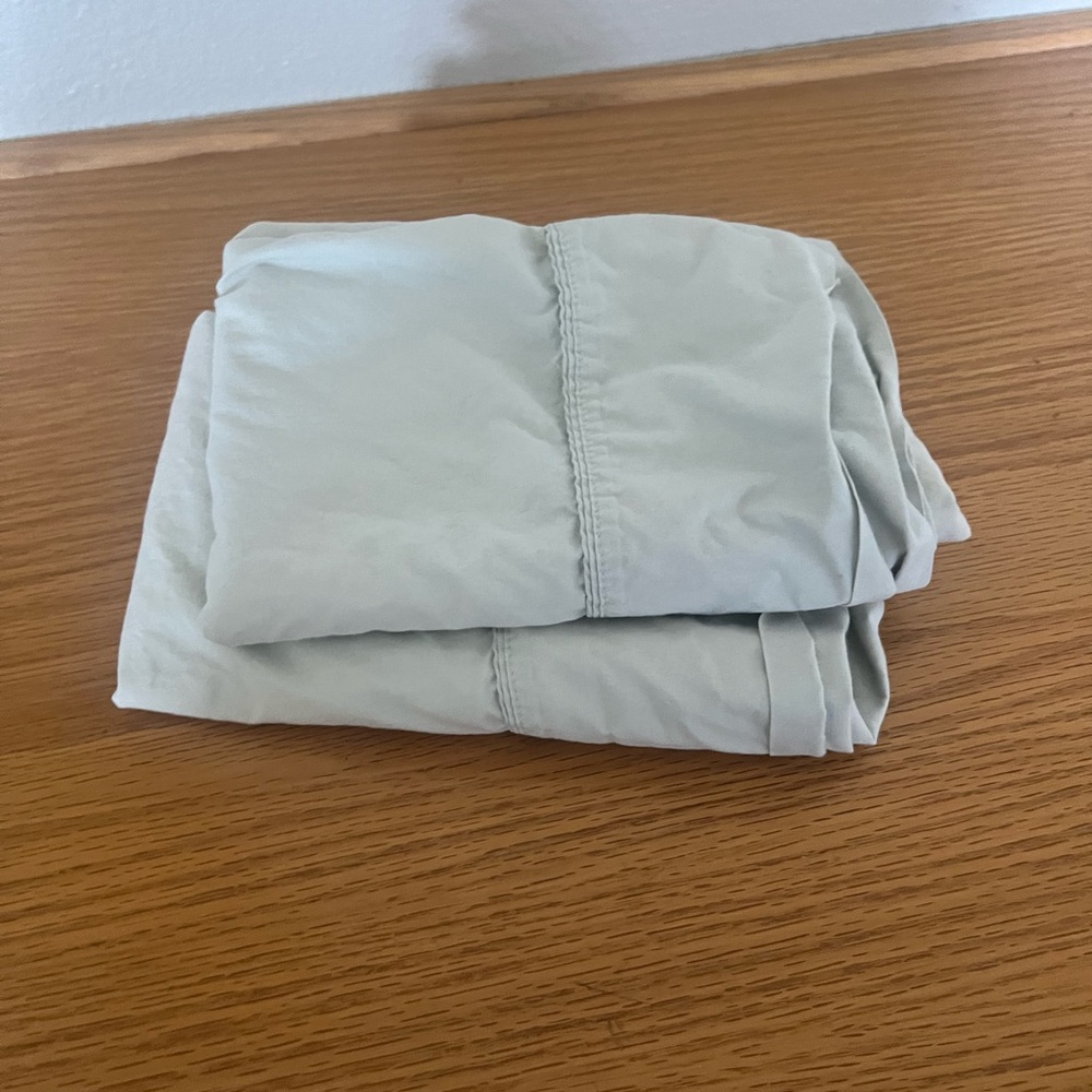 Pottery Barn light Gray Grey Green Essentials Pillowcases Spa Cotton